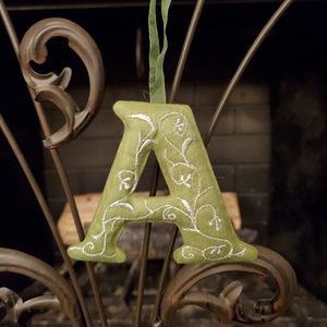 Hand Embroidered Letter Ornament- "A"